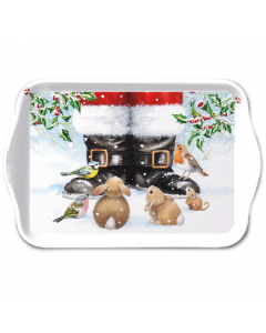 Tray melamine 13x21 cm Looking up to santa