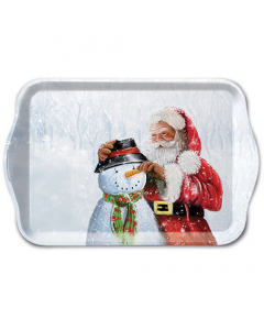 Tray melamine 13x21 cm Santa and snowman