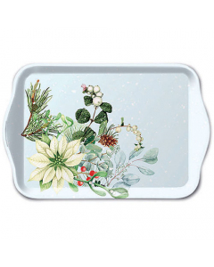 Tray melamine 13x21 cm White poinsettia