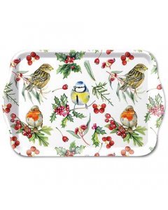 Tray melamine 13x21 cm Birds in winter