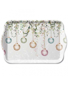 Tray melamine 13x21 cm Floral Christmas grey