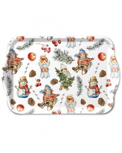 Tray melamine 13x21 cm Playing outside white