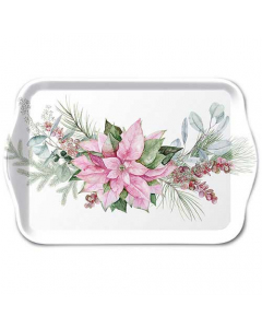 Tray melamine 13x21 cm Pink poinsettia