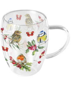 Double-walled glass 0.35 L Birds in winter