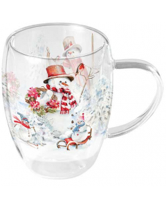 Double-walled glass 0.35 L Sporty snowmen