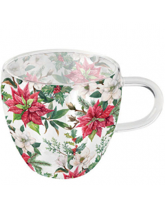 Double-walled glass 0.2 L Christmas florals