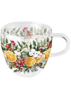 Double-walled glass 0.2 L Winter oranges