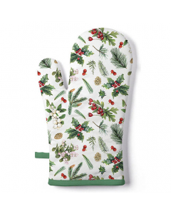 Oven mitt Winter greenery white