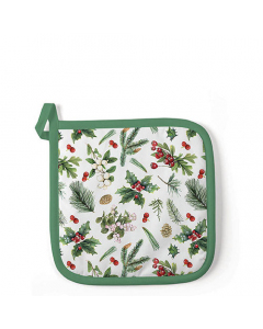 Potholder Winter greenery white