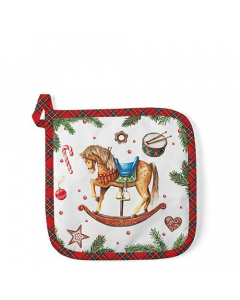 Potholder Classic rocking horse white