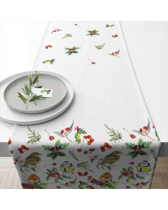 Table runner 40x150 cm Birds in winter