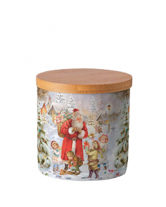 Storage jar small Santa bringing presents