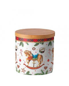 Storage jar small Classic rocking horse white