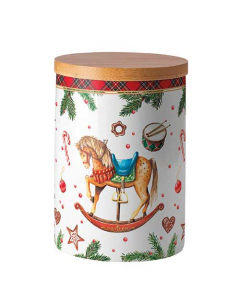 Storage jar medium Classic rocking horse white