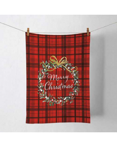 Kitchen towel Christmas plaid red