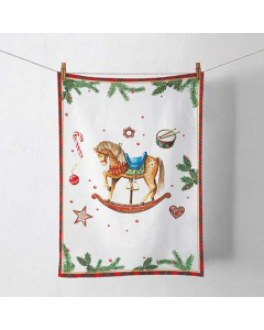 Kitchen towel Classic rocking horse white