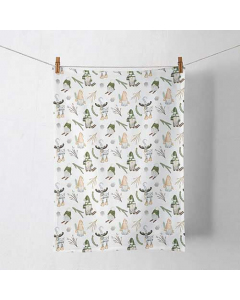 Kitchen towel Forest gnomes white