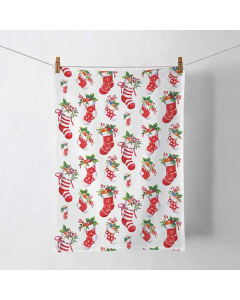 Kitchen towel X-Mas stockings white