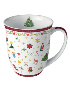 Mug 0.4 L Ornaments all over red