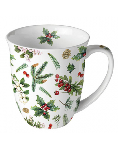 Mug 0.4 L Winter greenery white