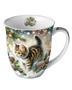 Mug 0.4 L Cute cat in the snow