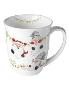 Mug 0.4 L Gnomes on the light chain white