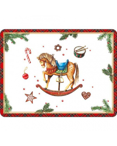 Placemat Classic rocking horse white