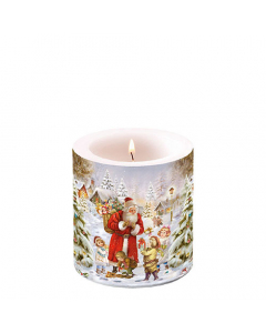 Candle small Santa bringing presents