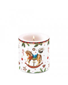 Candle small Classic rocking horse white