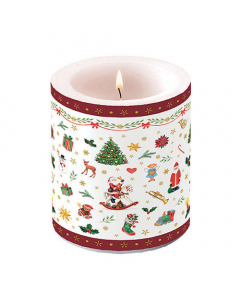 Candle medium Ornaments all over red