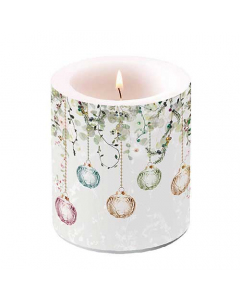 Candle medium Floral Christmas grey