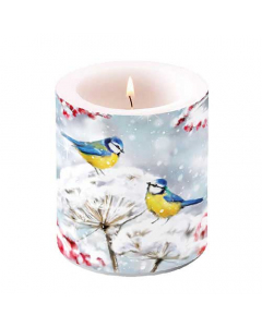 Candle medium Birds in the snow