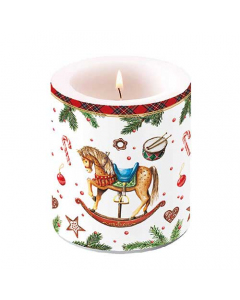 Candle medium Classic rocking horse white