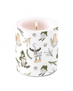 Candle medium Forest gnomes white
