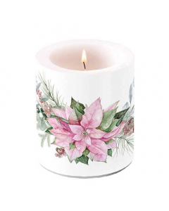 Candle medium Pink poinsettia